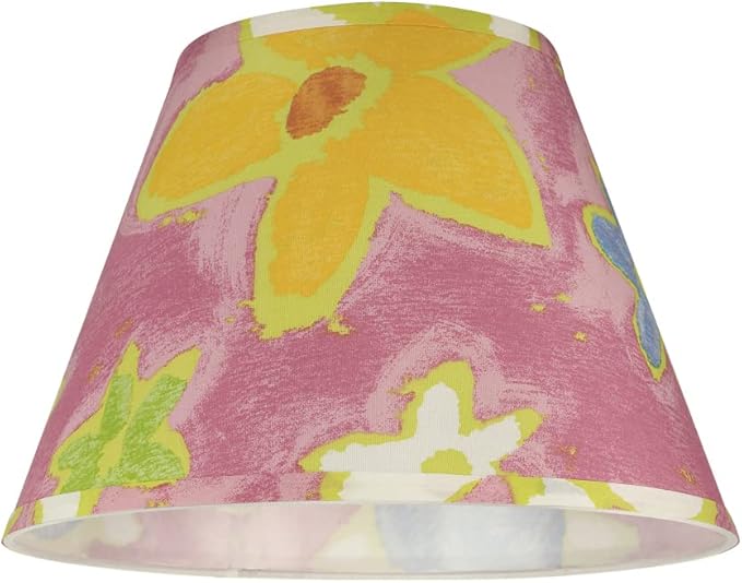 Aspen Creative 32187A Transitional Empire Shape Spider Construction Lamp Shade, Pink with Flowers, 7" Top x 13" Bottom x 9-1/2" Slant Height