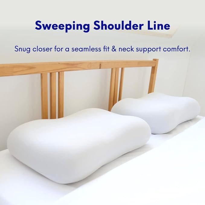 C CUSHION LAB Deep Sleep Pillow, Patented Ergonomic Contour Design for Side & Back Sleepers, Orthopedic Cervical Shape Gently Cradles Head & Provides Neck Support & Shoulder Pain Relief - Calm Grey