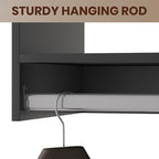 ROOMTEC 28.5" Double Hanging Closet Unit, Modular Closet System with Hanging Rod, Wardrobe Organizer for Bedroom or Walk-in Closet, Wall Mounted, Customizable Clothes Storage Unit, Black