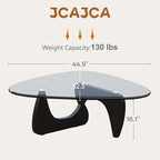 Coffee Table for Living Room Mid Century Modern Center Small Table with Glass Top and Wood, Black Transparent
