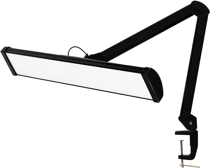 LED Architect Desk Lamp with Clamp, Metal Swing Arm 4500 Lumens Dimming Office Table Lamp for Task Work Drafting Reading Desktop, 342PCS Bright LEDs, 50W Workbench Lamp(Black)