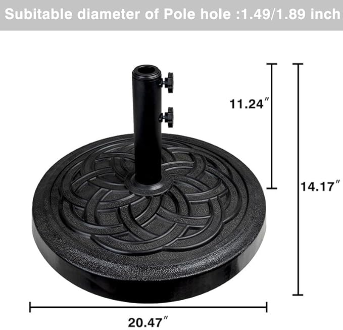 Sundale Outdoor Umbrella Base 48lbs with Stainless Steel Umbrella Tube, Heavy Duty Square Resin Umbrella Stand, Black