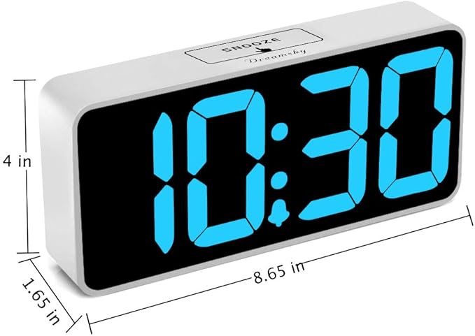 DreamSky Large Digital Alarm Clock Big Numbers for Seniors & Visually Impaired, 9 Inches Electric Clocks for Bedroom, Jumbo Display Fully Dimmable Brightness, USB Ports, Adjustable Alarm Volume
