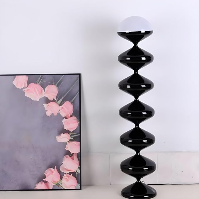 CraftThink Modern Floor Lamp, 47-Inch Height Corner With Acrylic Bowl Shade, Tall Standing With Foot Switch for Bedroom Reading Living Room, Bulb Included (Black, Warm Light)