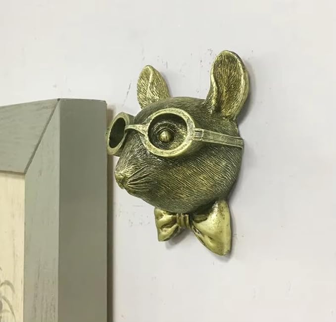 Animal Heads Wall Art Decor,3D Wall Mount Ornament, Aesthetic Gold Wall Sculpture Home Decor, Resin Animal Head Wall Hanging Decoration for Family Living Room Bedroom Bathroom Kitchen Gift (Rat)