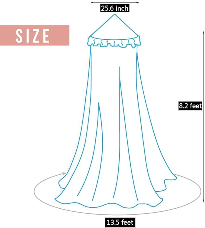 Kertnic Decor Canopy for Kids Bed, Soft Smooth Playing Tent Canopy Girls Room Decoration Princess Castle, Dreamy Mosquito Net Bedding, Children Reading Nook Canopies in Home (Pink-Ruffle)