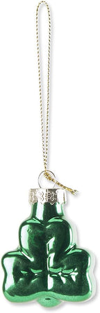 Lillian Vernon Shamrocks Blown Glass St. Patrick’s Day Ornaments - Handcrafted Hanging Tree Decorations, St. Patrick’s Day Holiday & Party Decor, Green, 12-Piece Set
