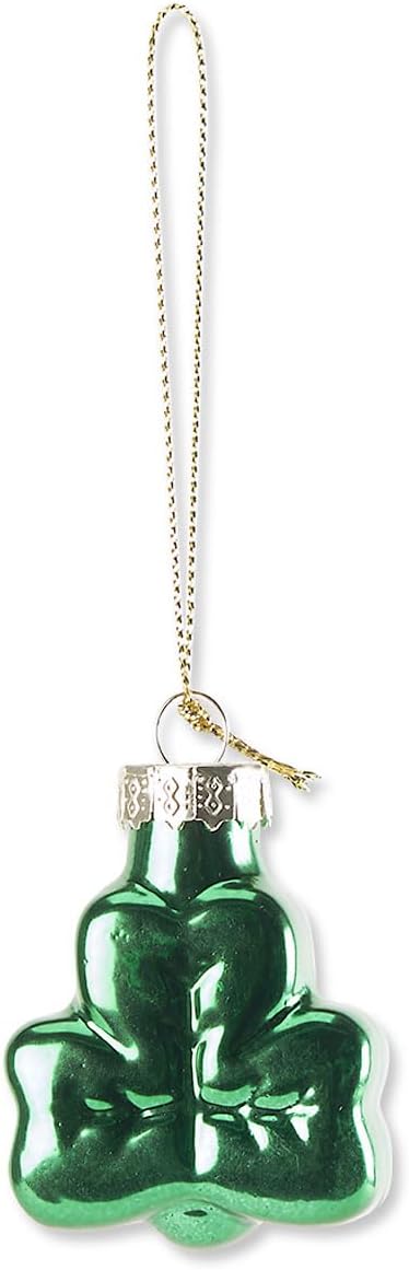 Lillian Vernon Shamrocks Blown Glass St. Patrick’s Day Ornaments - Handcrafted Hanging Tree Decorations, St. Patrick’s Day Holiday & Party Decor, Green, 12-Piece Set