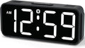 Peakeep Small Digital Alarm Clock Plug in for Bedrooms Bedside, Tiny Electric Clock Large Big Numbers Display Battery Backup for Desk Table, 6 Dimmers, 5 Adjustable Alarm Volume (White)