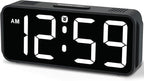 Peakeep Small Digital Alarm Clock Plug in for Bedrooms Bedside, Tiny Electric Clock Large Big Numbers Display Battery Backup for Desk Table, 6 Dimmers, 5 Adjustable Alarm Volume (White)