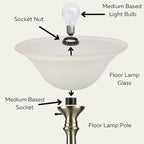 LightAccents White Floor Lamp Glass Shade Replacement - Modern Bowl Torchiere Lamp, Height: 4.75 inches, Width: 12 inches