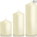 Pillar Candles 3 x 4, 6, and 8 inches, Large Handmade Candles Set of 3, Ivory Decorative Candles for Wedding, Home Decoration, Dinner, Church