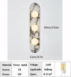Natural Marble Wall Sconces, 3-Light Alabaster Light, Hardwired Wall Light Fixtures, Modern Wall Mount Wall Lights for Dining Room Stairs Bedroom