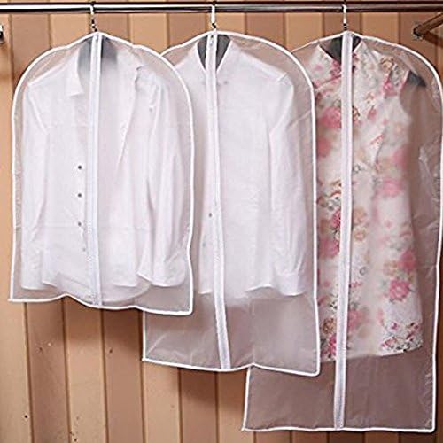 Bringsine Hanging Garment Bag Lightweight Clear Full Zipper Suit PEVA Moth-Proof Breathable Dust Cover for Closet Clothes Storage See-Through Travel Organizer Dress Pack of 5 (60x120CM)