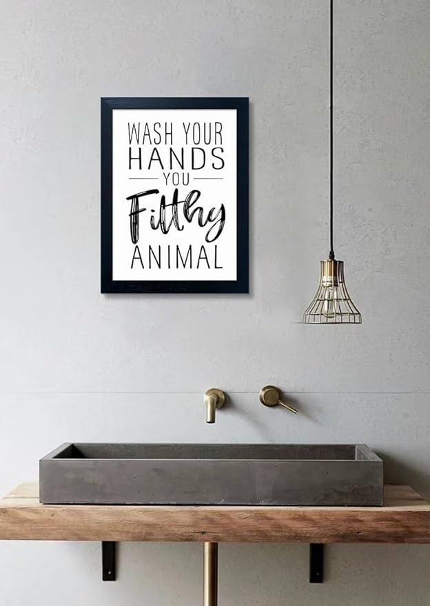 Bathroom Decor Wall Art Black and White Bathroom Decor Signs Print Framed Guest Toilet Art Kid's Washroom Artwork