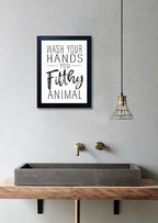 Bathroom Decor Wall Art Black and White Bathroom Decor Signs Print Framed Guest Toilet Art Kid's Washroom Artwork