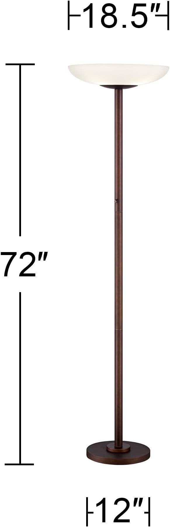 Possini Euro Design Meridian Light Blaster Modern Torchiere Floor Lamp 72" Tall Oiled Rubbed Bronze Frosted Glass Shade CFL Bulbs for Living Room Reading House Bedroom Home Office