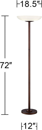 Possini Euro Design Meridian Light Blaster Modern Torchiere Floor Lamp 72" Tall Oiled Rubbed Bronze Frosted Glass Shade CFL Bulbs for Living Room Reading House Bedroom Home Office