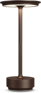 Rechargeable Cordless Table Lamps, 5000mAh Portable LED Table Light, 3 Color Stepless Dimming Battery Powered Metal Table Lamp for Outdoor Patio/Bedroom/Restaurant.(Brown)