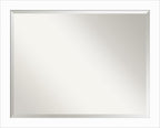 Amanti Art White Wall Mirror 25x31 Basic White Narrow Rectangle Bathroom Mirror for Wall Decor Living Room, Large Casual Wood Frame, Hangs Horizonally and Vertically, Bathroom Decor, Beveled Edge