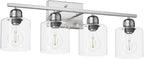 Modern Brushed Nickel 4 Light Bathroom Light Fixtures, 24 inch Vanity Lights for Bathroom with Clear Glass, Vanity Lights for Mirror Kitchen Living Room Hallway Cabinet Porch