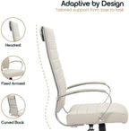 LeisureMod Benmar Modern High Back Leather Office Chair with Adjustable Height, Swivel Base, Ergonomic Design for Home Office, Study, or Workspace(Tan, Set of 2)