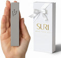 SURI Mezuzah for Door – 4 Inch Light Gray Concrete Mezuzah Case with Printed Scroll, Judaica Entry Design, Fits a 3 Inch Mezuza Scroll, Gift Box Included