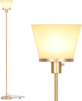 Standing Lamp for Bedroom, Gold Floor Lamp with White Plastic Shade, Modern Tall Standing Lamps Bright Floor Lamp for Living Room Office, Bulb Not Included.