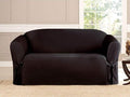 Linen Store Microsuede Furniture Slipcover, Couch Protector Machine Washable Loveseat Cover Perfect for Kids, Dogs, Pets (Black, Loveseat)