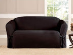 Linen Store Microsuede Furniture Slipcover, Couch Protector Machine Washable Loveseat Cover Perfect for Kids, Dogs, Pets (Black, Loveseat)