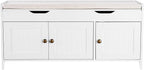 VEVOR Shoe Storage Bench with Padded Cushion & 3 Barn Doors, Entryway Bench with Hidden Storage, 41.3 x 13.8 x 19.8 Inches, for Entryway, Hallway, Living Room, Bedroom