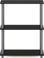 Furinno TURN-N-TUBE Storage Shelves, 3-Tier Book Shelf, Corner Shelf, Toolless Open Shelves, for Organization and Storage, Living Room, Garage, Home Office, Black