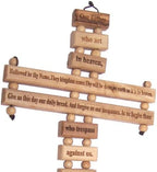 Holy Land Market Lord Prayer Olive Wood Cross from Bethlehem with a Certificate and Lord Prayer Card (9.5 Inches)
