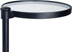 TEHOME Black Glass Drink Table Metal Martini Round Small Drink Side Table for Couch Tempered Glass C Shaped End Table for Sofa 10" diam,24.55" h