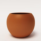 DTY Signature Mount Sherman Modern Indoor Outdoor Fiberstone Sphere Planter, Durable Round Garden Pot, Weather Resistant, Drainage Hole & Rubber Plug, Planter for Christmas Tree - Large, Terracotta