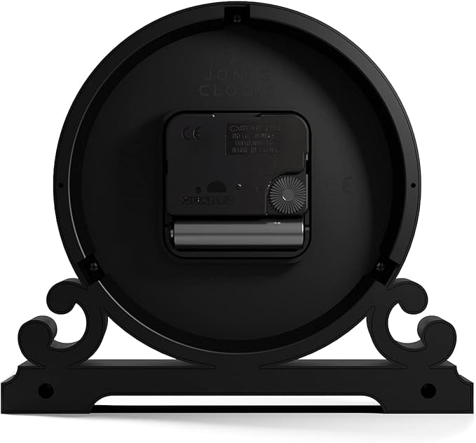 JONES CLOCKS® Saloon Mantel Clock | Traditional Double Scroll Design | French Navy | Contemporary Classic Style for Desk, Table, Shelf or Bedside
