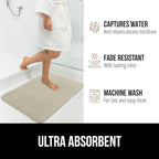 GORILLA GRIP Memory Foam Bath Rugs, Soft Absorbent Velvet Bathroom Mats, Durable Dots on Underside, Machine Washable Bathmat, Carpet Rug Room Decor for Shower Floor, 48x24 Mat, Champagne