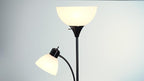 Globe Electric 67135 72" Torchiere Floor Lamp and Adjustable Reading Light, Matte Black, Frosted Shade, Dual Rotary Switch, 3-Step Dimming, Modern Lighting for Living Room or Office