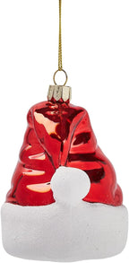 Hanging Christmas Ornaments 2025, Handcrafted Glass Blown Xmas Tree Decorations Holiday Ornaments Funny Gifts Collectible Winter Festival Decor for Home Party, Christmas Hat