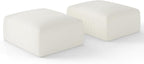 40" Square Stuffed Ottoman Pouf for Sofa Couch, Corduroy Poufs with Foam Chunk Filling, Furry & Fluffy Pouf Footstool Movable Ottoman. 40*31 Floor Poufs Foot Rest for Living Room, Beige(2 Piece Set)