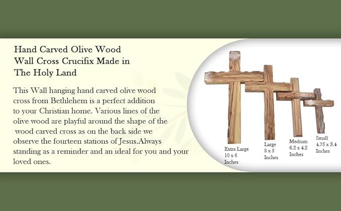 Handcrafted Olive Wood Wall Cross – 6 Inch Cross from the Holy Land | Christian Wooden Cross for Home, Church, Baptism, or Memorial Gift