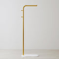 Gold clothing rack for small Spaces,Modern clothes racks for hanging clothes,7-shaped coat rack Freestanding with Marble Base and 2 Hooks coat hanger stand for Jackets, Coats, Hats (gold)