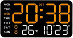 Multifunctional Decorative Led Digital Wall Clock,Large Digital Clock Shows Time,Date,Temperature,Auto Brightness Adjustment,Dual Alarms,Electronic Clock for Livingroom (Orange lamp with black shell)