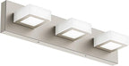 Ralbay 3-Light Brushed Nickel Bathroom Vanity Lights Metal Acrylic LED Modern Bathroom Wall Lighting Fixtures