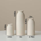 Ceramic Vase Set-3, Small Flower Vases for Decor, Modern Boho Farmhouse Style, Decorative Vases for Pampas Grass & Dried Flowers, Distressed Finish (Beige)