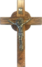 Holy Land Market Catholic Celtic Saint Benedict Olive Wood Crucifix (8 Inches)