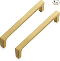 Ravinte 5 Pack Solid 5 Inch Kitchen Square Cabinet Handles Brushed Brass Drawer Pulls Kitchen Cabinet Hardware Handles