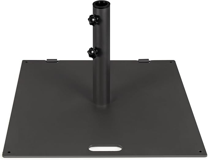 Tangkula 50LBS Patio Umbrella Base, Portable Outdoor Umbrella Base Stand, 24 Inches Square Umbrella Base Holder with 2 Tightening Knobs & 2 Wheels, Suitable for Backyard, Deck, Poolside, Patio (Black)