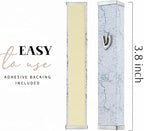 SURI Mezuzah for Door – 3.8 Inch Marble Aluminum Mezuzah Holder with Printed Scroll, Contemporary Judaica Design, Fits a 3 Inch Scroll, Self-Stick Adhesive, Gift Box Included