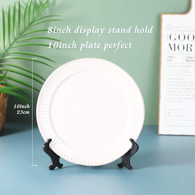 Artliving 8 Inch Black 6pcs/Set Plastic Easels Plate Display Stands Picture Frame Stand Holder